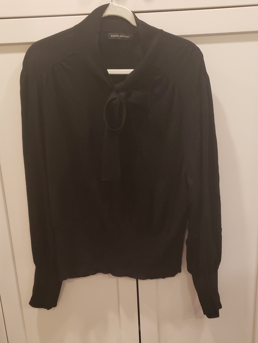 Banana Republic Black Tie-Neck Long Sleeve Fine Knit Sweater